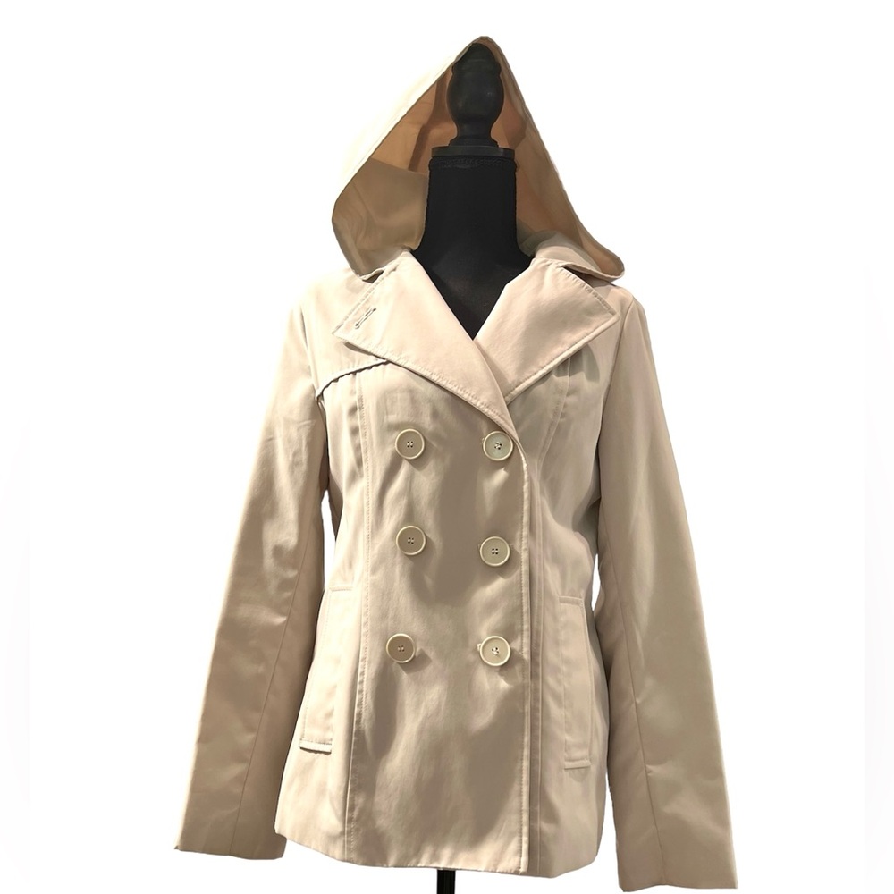 Espirit Classic Double-Breasted Rain Jacket Sand … - image 2